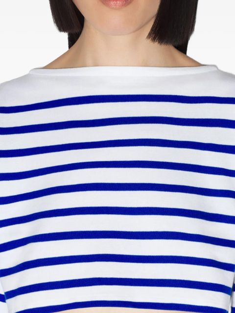 Jean Paul Gaultier long-sleeved striped crop top - White