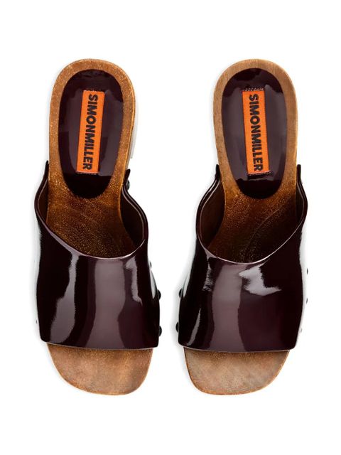 Simon Miller Sol Wood leather heeled sandals - Red - zdjęcie produktu nr 2