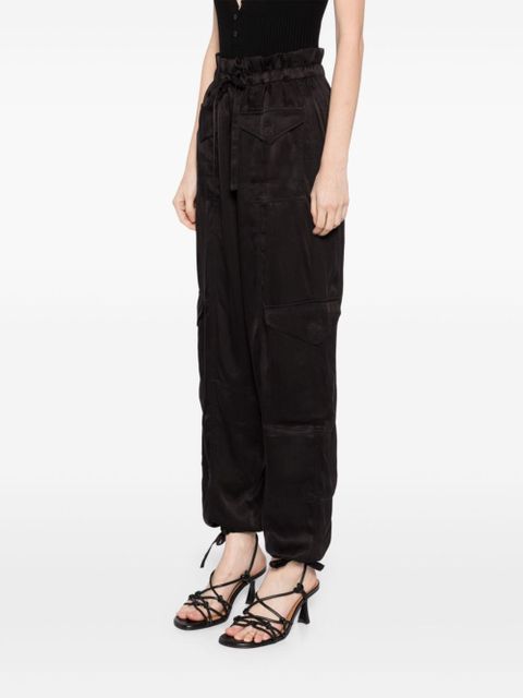 GANNI washed satin trousers - Black