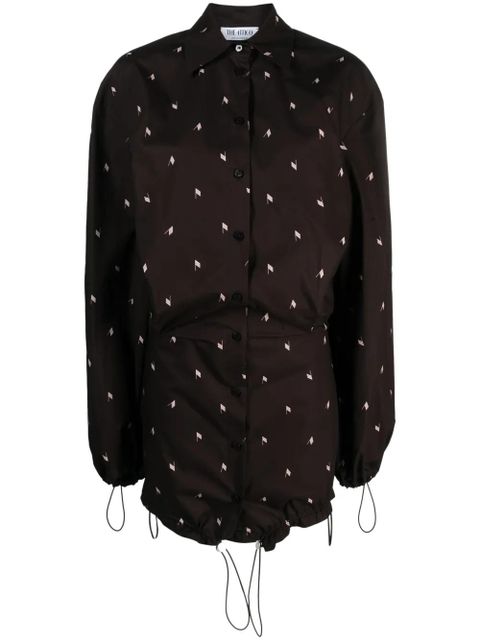 The Attico logo-print cotton shirt dress - Brown - zdjęcie produktu nr 1