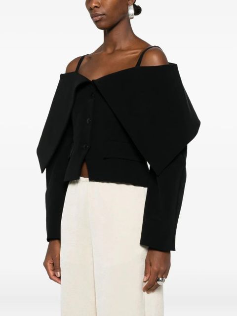 Nanushka foldback-neckline blazer - Black