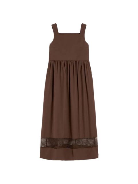 Weekend Max Mara square-neck lace-panel midi cotton dress - Brown - zdjęcie produktu nr 1