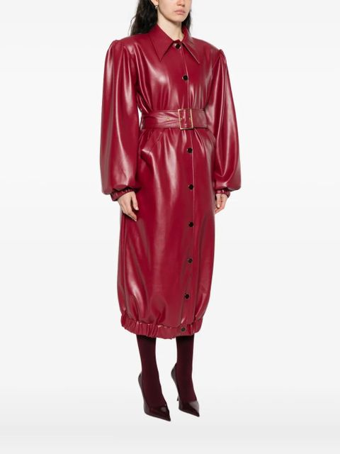 Rowen Rose belted puff-sleeve coat - Red