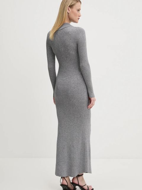 Never Fully Dressed sukienka Suki kolor szary maxi dopasowana NFDKN601