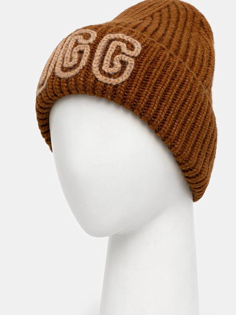 UGG czapka z domieszką wełny CHUNKY kolor brązowy 102345 - zdjęcie produktu nr 2