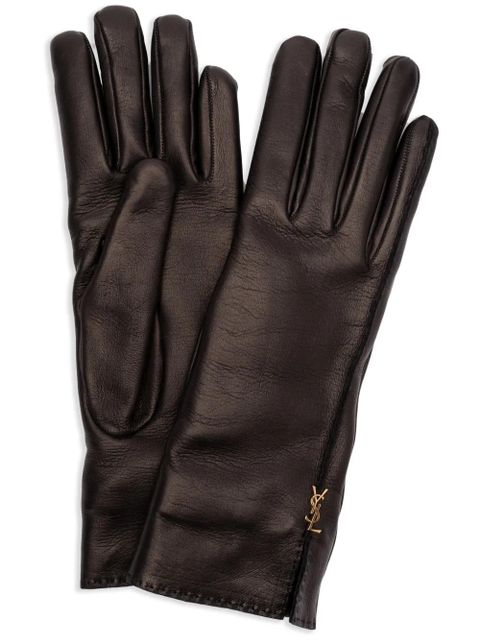 Saint Laurent Cassandre-plaque gloves - Black - zdjęcie produktu nr 1