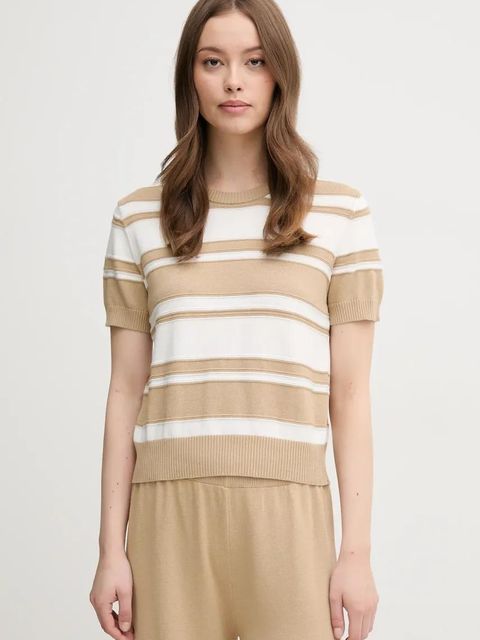 United Colors of Benetton sweter bawełniany damski kolor beżowy lekki 1294E10D0 - zdjęcie produktu nr 1