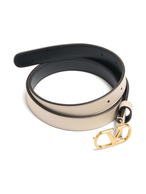 Valentino Garavani 20mm VLogo Signature leather belt - Neutrals