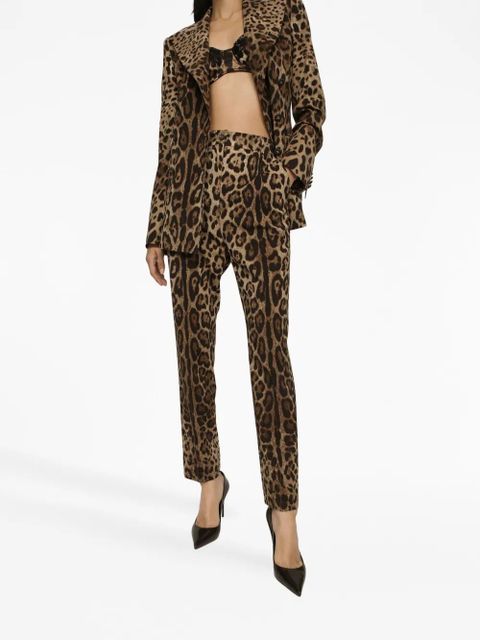 Dolce & Gabbana high-waisted leopard-print trousers - Brown