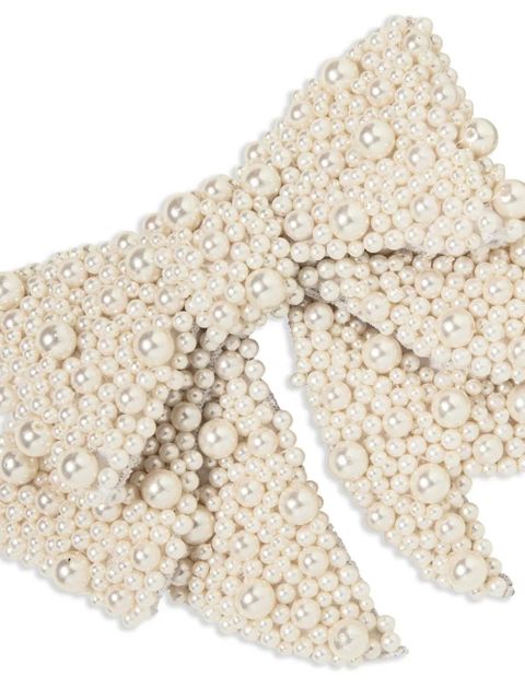 Jennifer Behr Bianca pearl embellished bow barrette - Neutrals - zdjęcie produktu nr 2