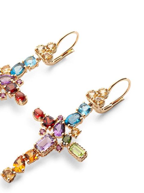 Dolce & Gabbana 18kt yellow gold gemstone cross earrings - zdjęcie produktu nr 2