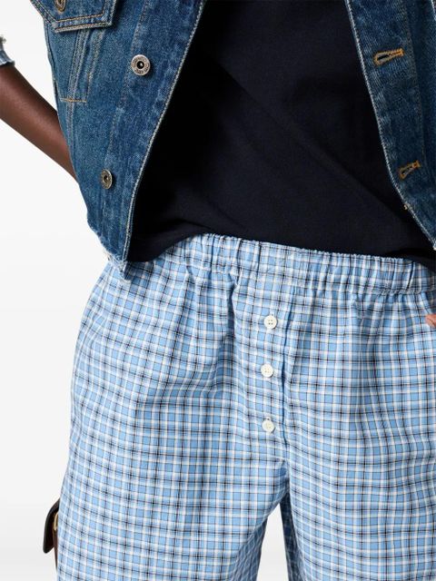 Miu Miu checked poplin boxer shorts - Blue