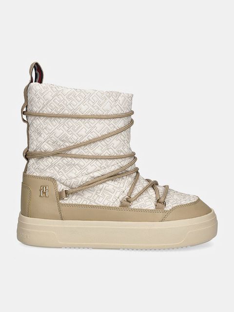 Tommy Hilfiger śniegowce LACE-UP MONOGRAM SNOWBOOT kolor beżowy FW0FW08430
