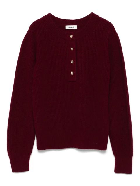 SANDRO ribbed button-embellished sweater - Red - zdjęcie produktu nr 1