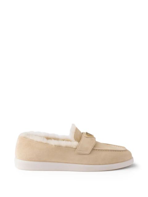 Prada suede shearling mules - Neutrals - zdjęcie produktu nr 1