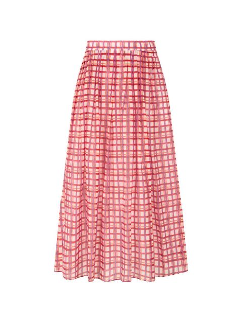 Max Mara check-pattern pleated midi skirt - Red - zdjęcie produktu nr 1