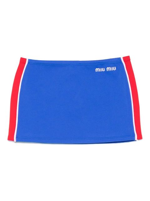 Miu Miu logo stripe mini skirt - Blue - zdjęcie produktu nr 1