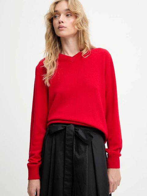 Answear.LAB sweter z wełny merino damski kolor czerwony lekki