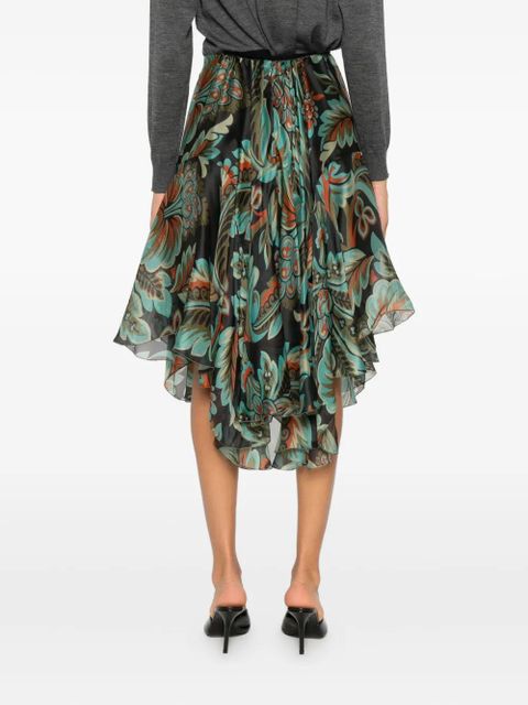 ETRO ruffled-floral skirt - Black