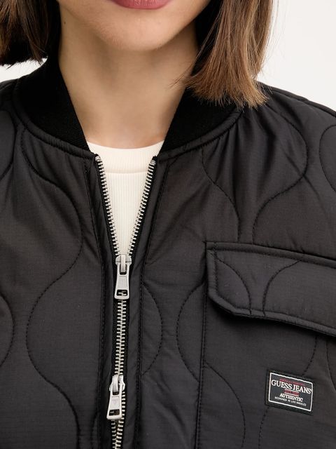Guess Jeans kurtka kolor czarny przejściowa oversize W5YL26 WHG02