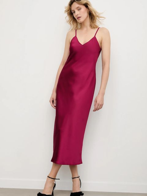 Answear.LAB sukienka kolor bordowy maxi rozkloszowana - zdjęcie produktu nr 1