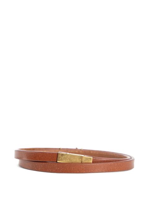 Saint Laurent Cassandre Double-Wrap leather bracelet - Gold - zdjęcie produktu nr 2