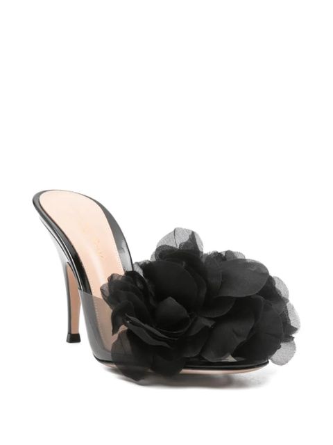 Gianvito Rossi flower-detail heeled sandals - Black - zdjęcie produktu nr 2