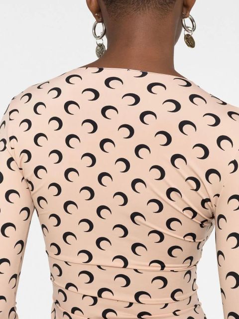 Marine Serre crescent moon-print second-skin top - Neutrals