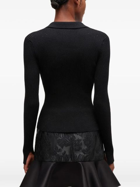 GANNI logo-detail polo top - Black