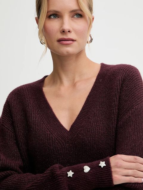 Morgan sweter z domieszką wełny damski kolor bordowy lekki MSTAR