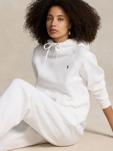 Polo Ralph Lauren bluza damska kolor biały z kapturem gładka 211943007