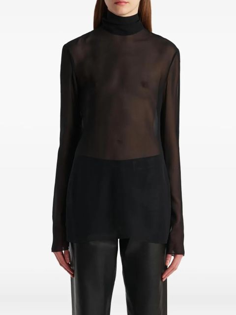 KHAITE roll-neck long-sleeve top - Black