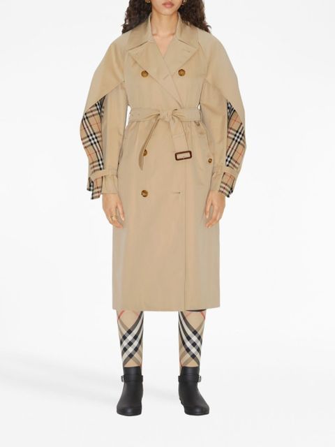 Burberry Check-pattern cotton trench coat - Neutrals - zdjęcie produktu nr 2