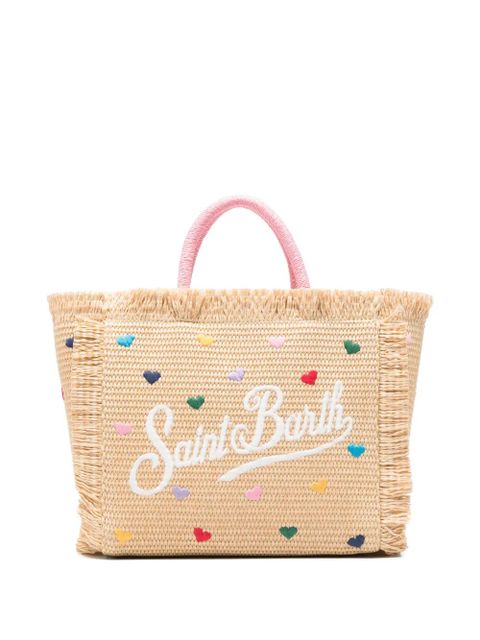MC2 Saint Barth heart-embroidered frayed tote bag - Neutrals - zdjęcie produktu nr 1