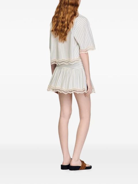 SANDRO striped cotton skort - Neutrals