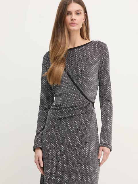 DIANE VON FURSTENBERG sukienka kolor szary maxi rozkloszowana DVFDW4S011