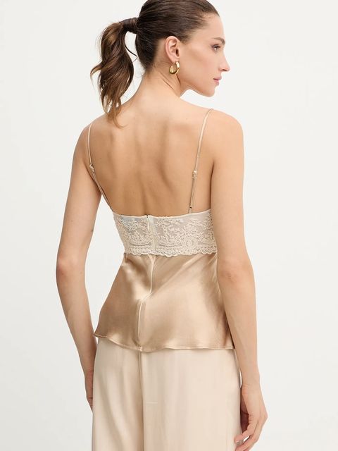 Bardot top damska kolor beżowy z aplikacją 60131TB - zdjęcie produktu nr 2