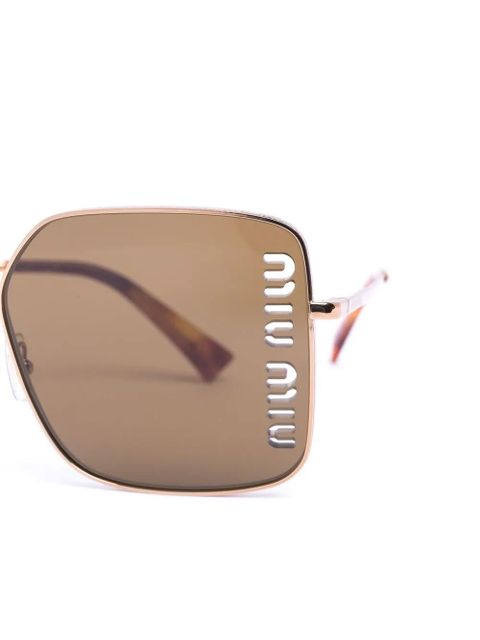 Miu Miu Eyewear logo-detail square-frame sunglasses - Gold