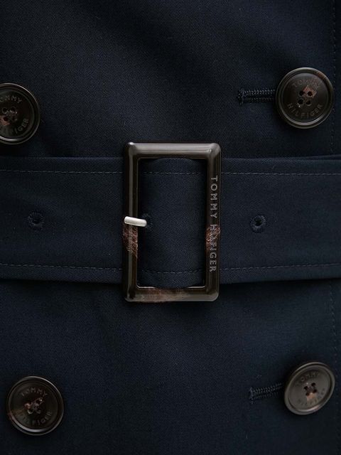 Tommy Hilfiger trencz damski kolor granatowy przejściowy dwurzędowy WW0WW42133