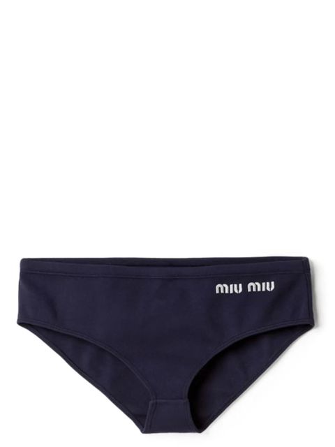 Miu Miu logo-embroidered bikini bottoms - Blue - zdjęcie produktu nr 1