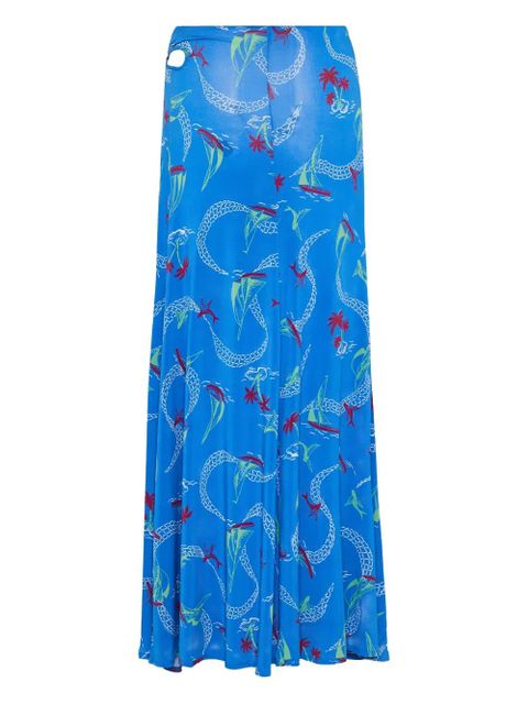Rabanne fish-print maxi skirt - Blue - zdjęcie produktu nr 2