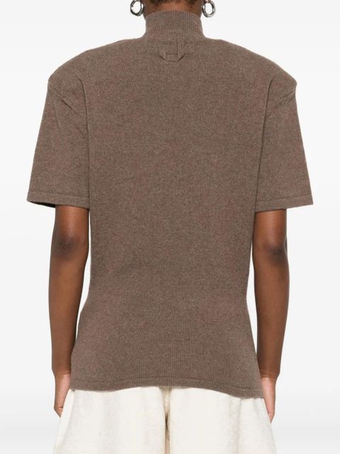 Jacquemus high-neck short-sleeve top - Brown