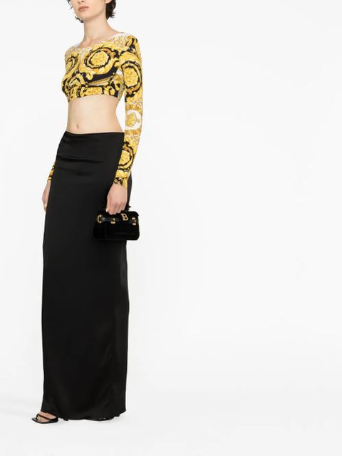 Versace Barocco-print crop top - White