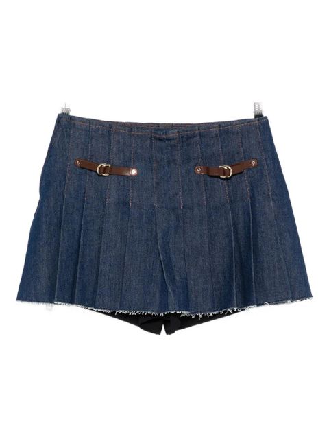 Maje pleated buckle-fastening mini skirt - Blue