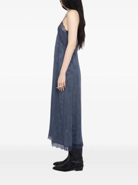 Zadig&Voltaire Ridar paisley-pattern lace-trim dress - Blue