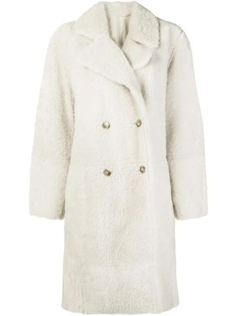 Yves Salomon oversized shearling coat - White - zdjęcie produktu nr 1
