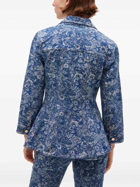 GANNI floral-print denim jacket - Blue