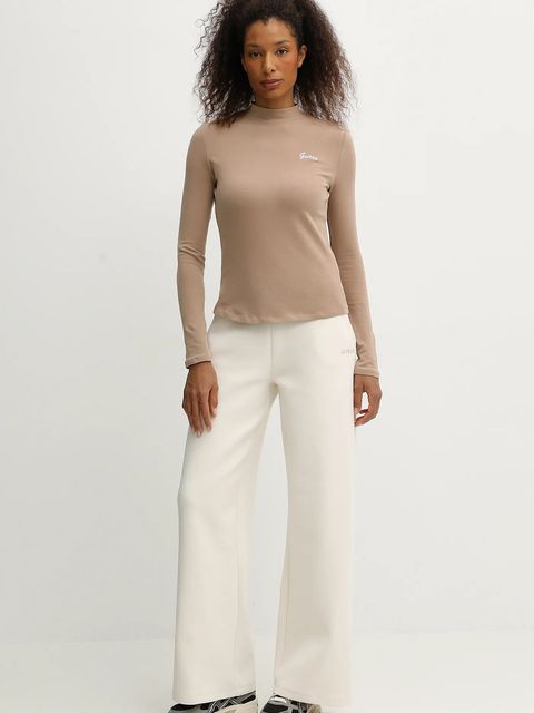 Guess longsleeve ALBA kolor beżowy z półgolfem V5BP10 KCBF1