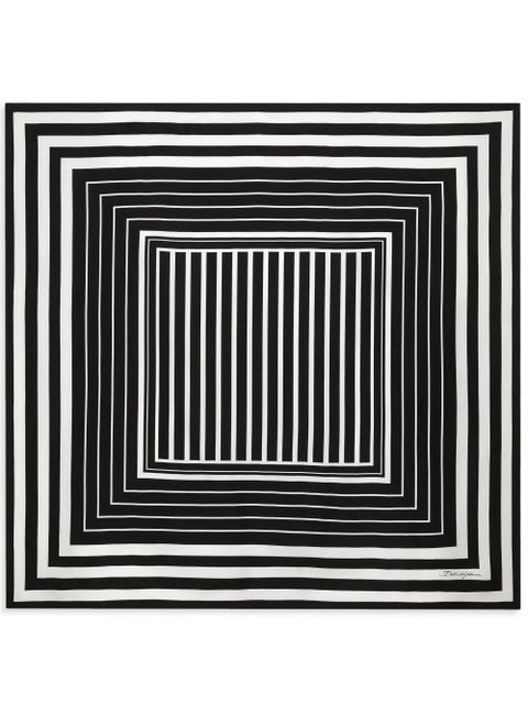 Dolce & Gabbana striped silk-twill scarf - Black - zdjęcie produktu nr 1