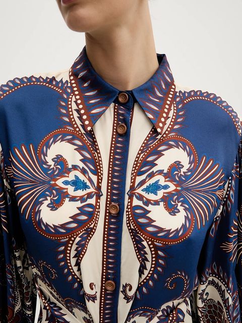 Farm Rio sukienka kolor niebieski midi rozkloszowana 344129